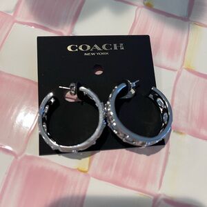 Coach Shiny Silver Hoop Earrings